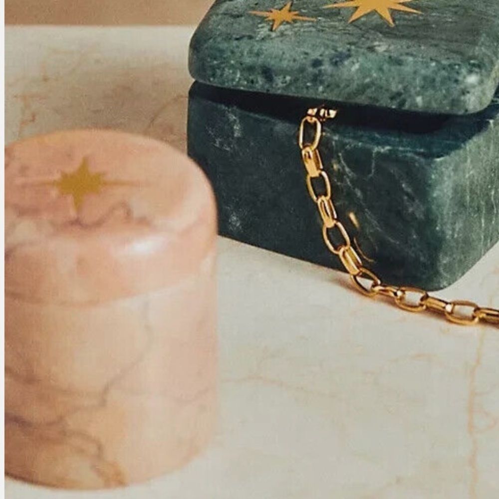 Catherine Martin Marble Trinket Box Starry Night Anthropologie Pink 2.5" NEW - Picture 2 of 6